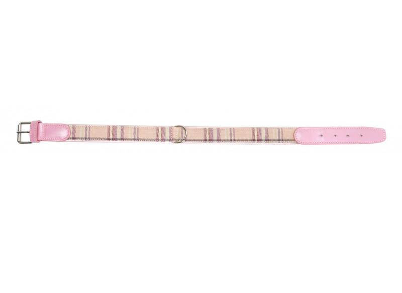 Collare in tessuto rinforzato con dettagli in pelle, disponibile in rosa