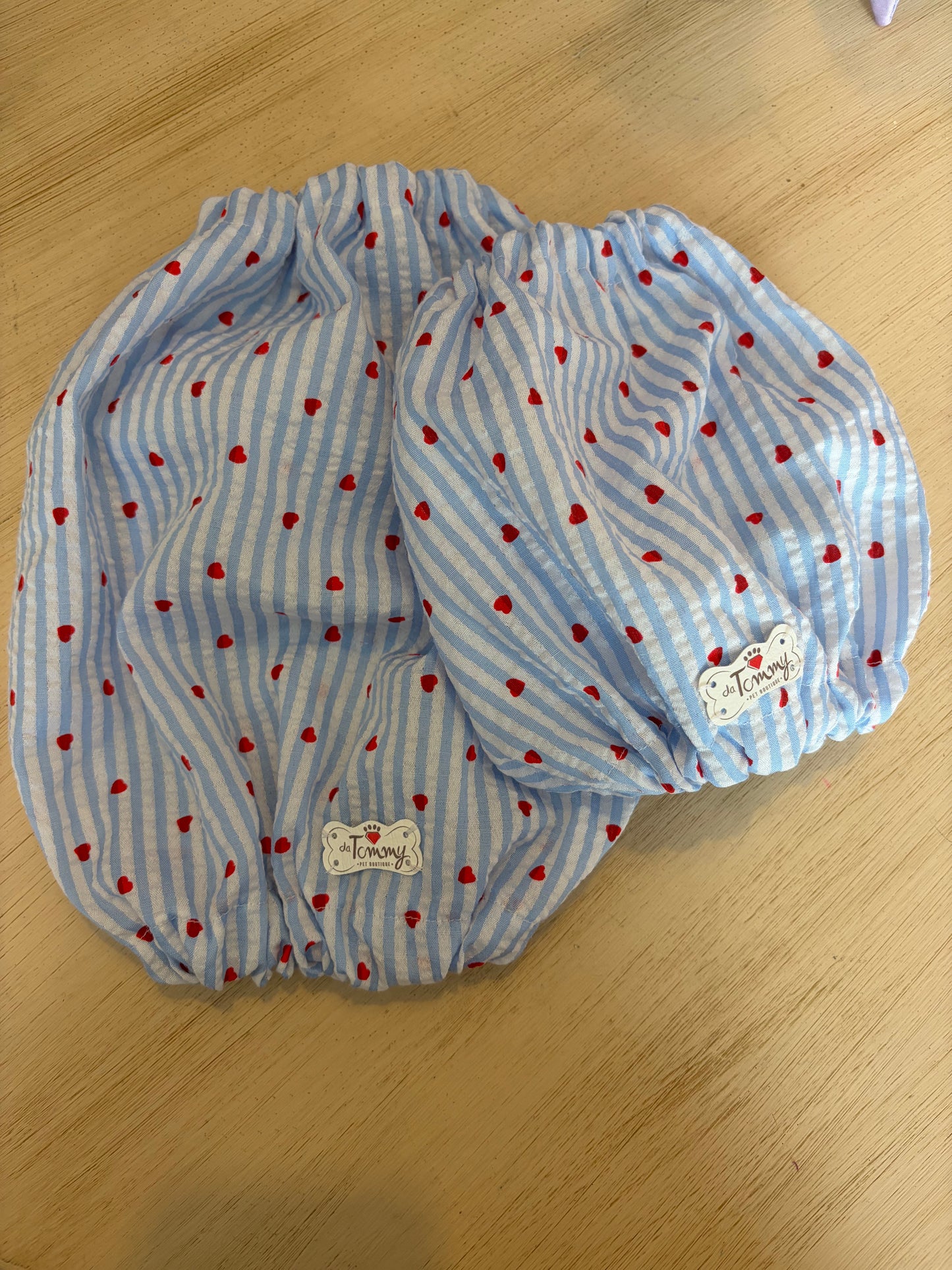 Paraorecchie Estivi in Cotone righe e cuori - Da Tommy Pet Boutique