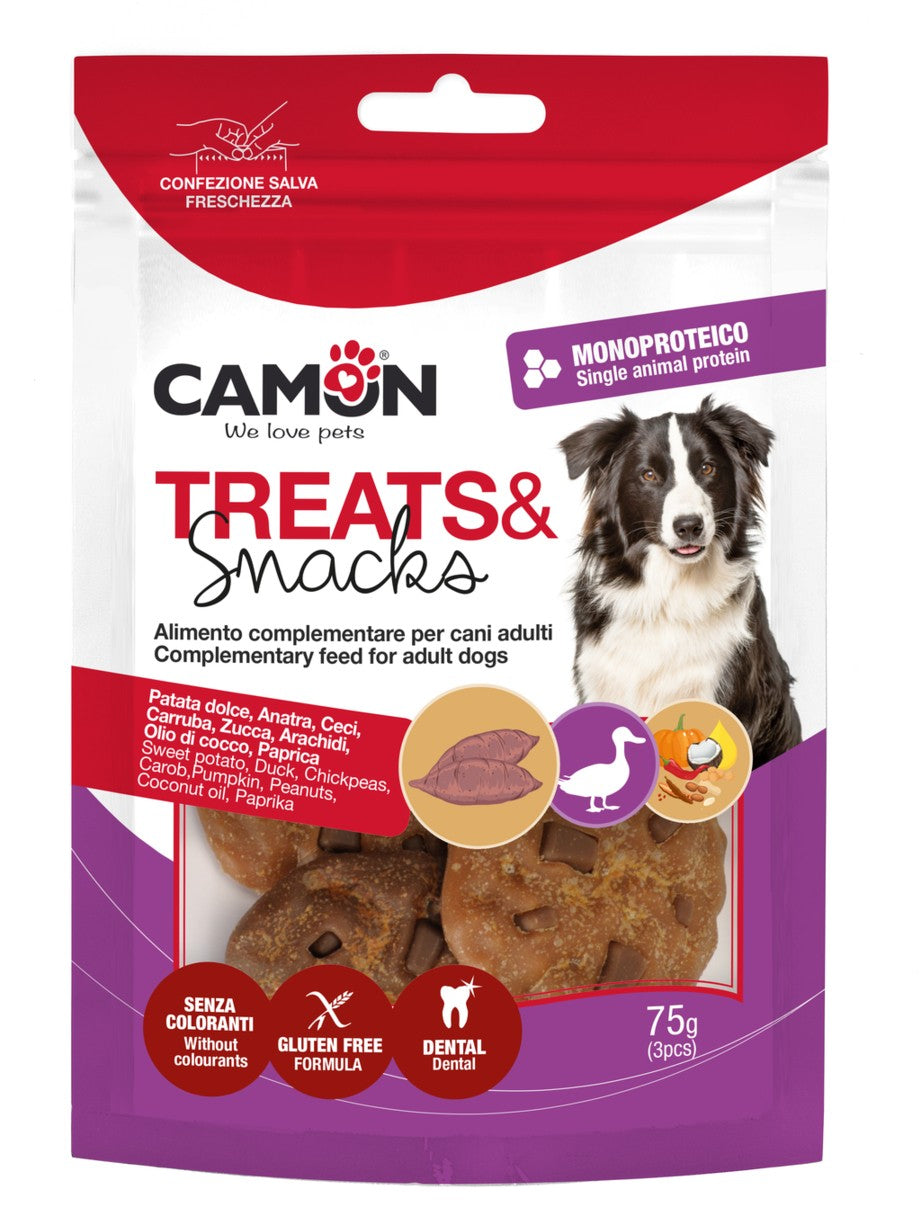 Snack "Waffle - Cookies - Donuts" con anatra e patata dolce - Camon