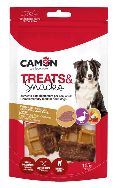 Snack "Waffle - Cookies - Donuts" con anatra e patata dolce - Camon