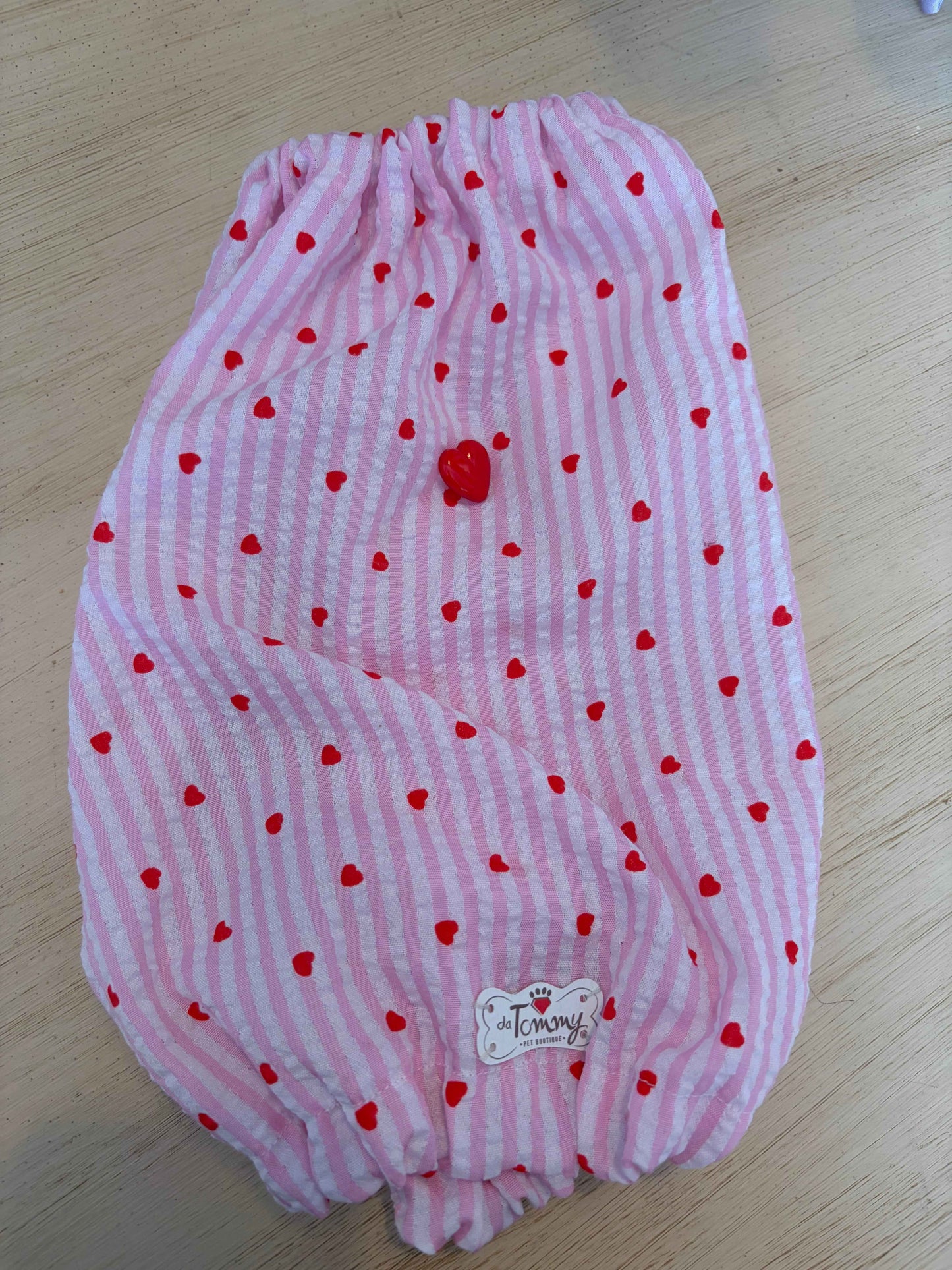 Paraorecchie Estivi in Cotone righe e cuori - Da Tommy Pet Boutique