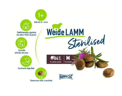 Crocchette Gatto Sterilised Adult "Farm Lamb" - Happy Cat