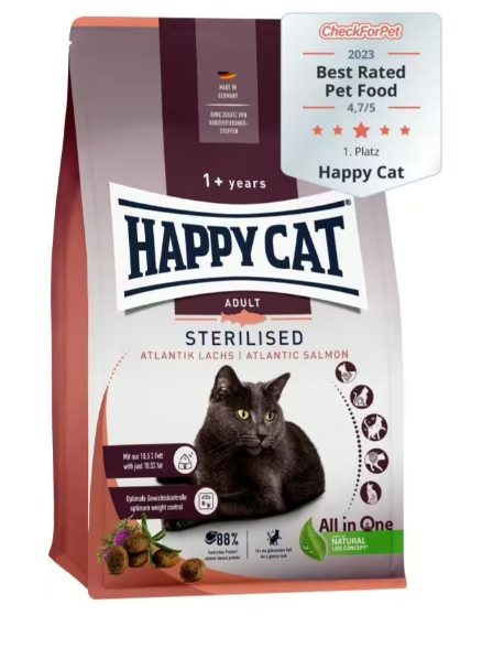Crocchette Gatto Sterilised Adult "Atlantic Salmon" - Happy Cat
