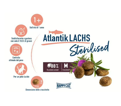 Crocchette Gatto Sterilised Adult "Atlantic Salmon" - Happy Cat