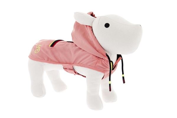 Impermeabile rosa per cani Ferribiella, interno nero, leggero e tascabile